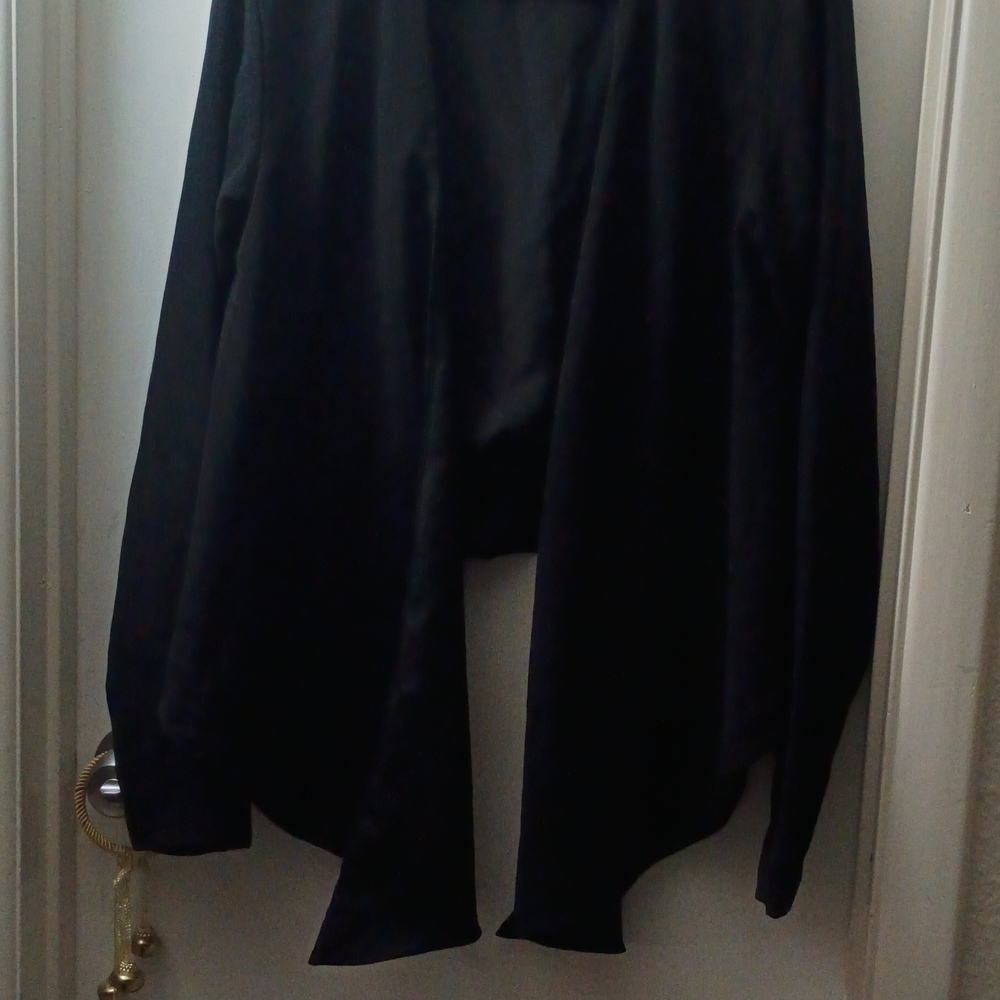 Kardashian Kollection Black Open Front Mid-Length Women's Jacket Solid